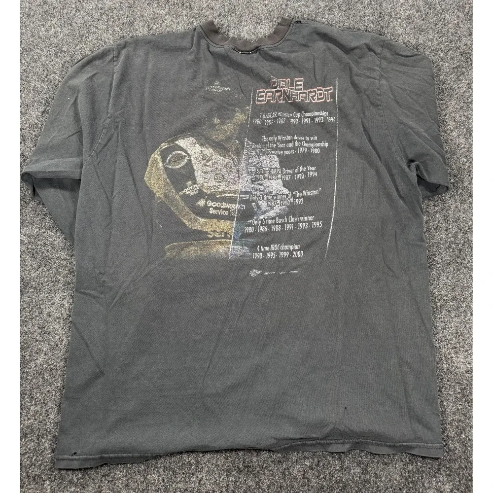 VTG Dale Earnhardt NASCAR Long Sleeve T Shirt XL Black Distressed Racing Tee